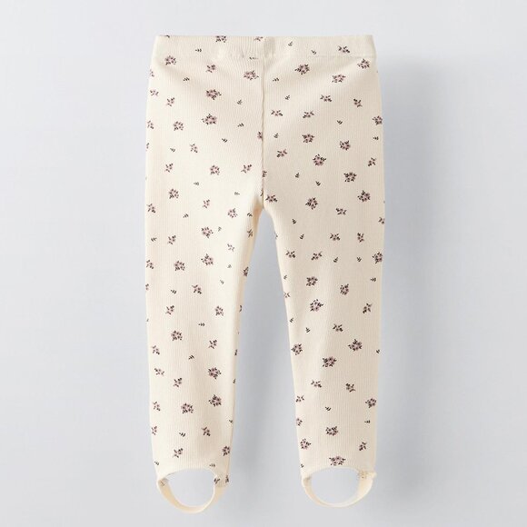 Zara Kids Girls Purple Floral Matching Set - Bodysuit & Stirrup Leggings - Picture 4 of 9